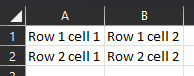 An example CSV file in Excel.